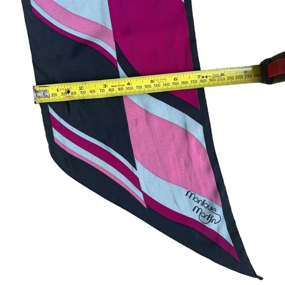 Monique Martin colour block scarf vintage blue pink spring elegant - Picture 4 of 4